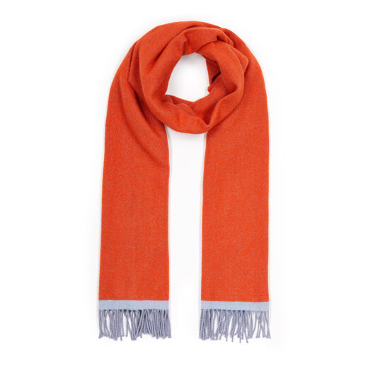 Reversable orange and blue wool scarf